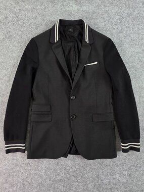 Neil Barrett Men’s Black Blazer Jacket White Stripes Size 48 fit like 38 SLIM